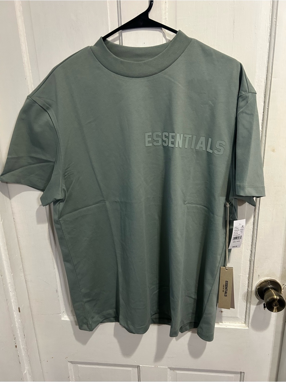 ESSENTIALS Sage Green Short-Sleeve Logo Tee